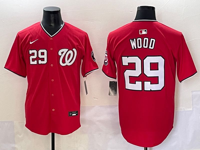 Men 2025 Washington Nationals #29 Wood Red Game Nike MLB Jersey style 2